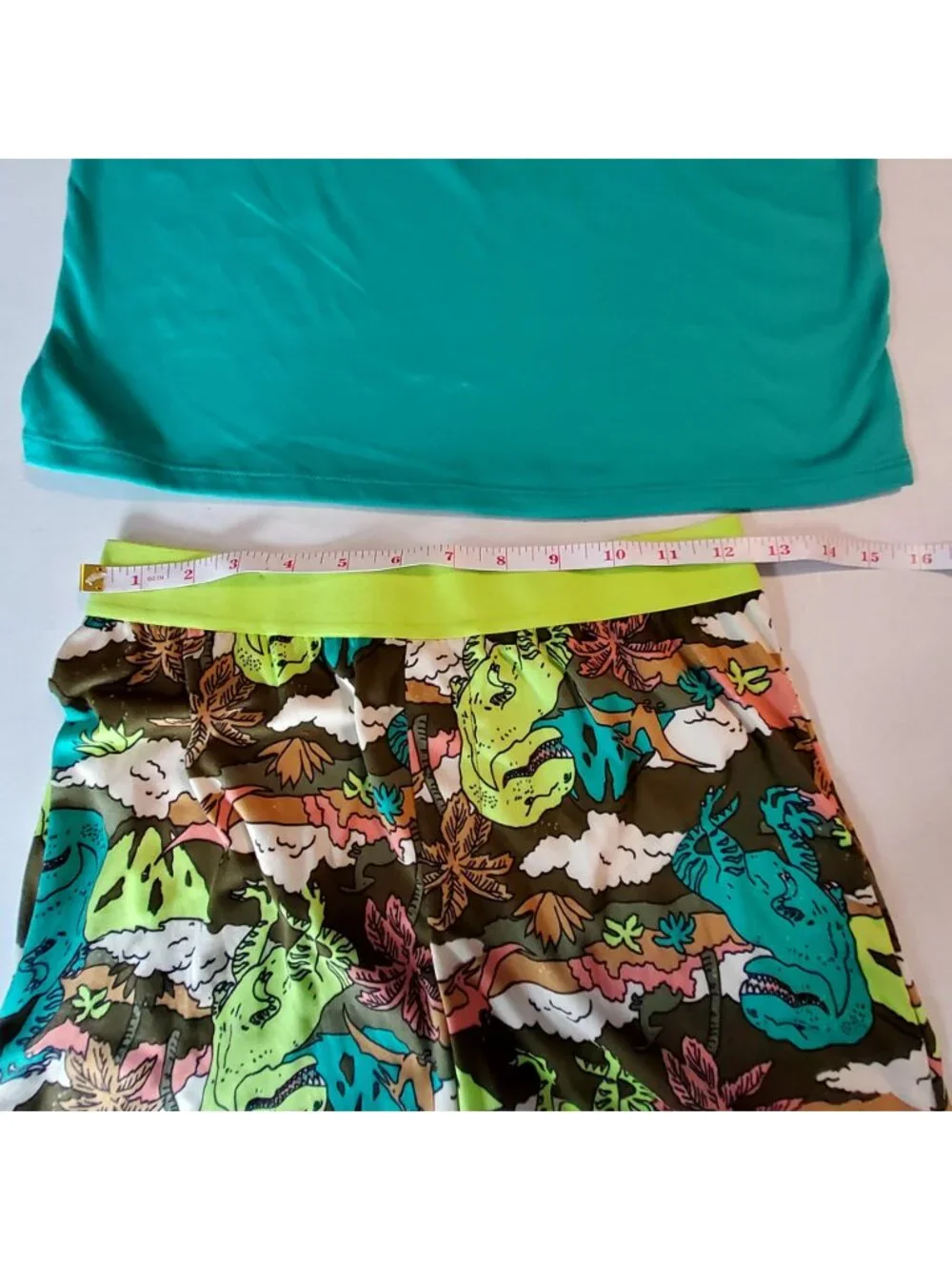 Cat & Jack Kids Dinosaur Pajama Set Sleeveless Top & Shorts Size L 10/12 Green